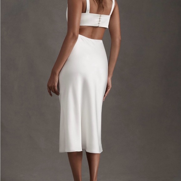 Sachin + Babi ivory midi dress with cutout and satin button detail - Picture 3 of 5